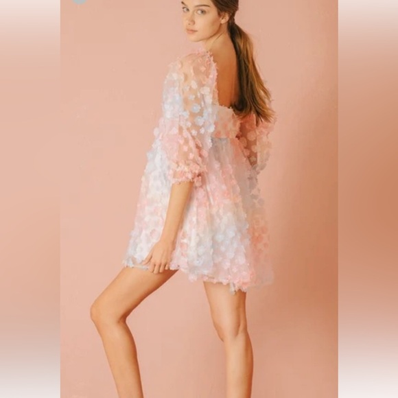 Storia Pink and Blue Floral dress - Picture 3 of 12